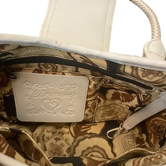 Brighton Womens Debbie Straw Rattan Basket Weave Handbag Bag Purse Natural White - Picture 5 of 8